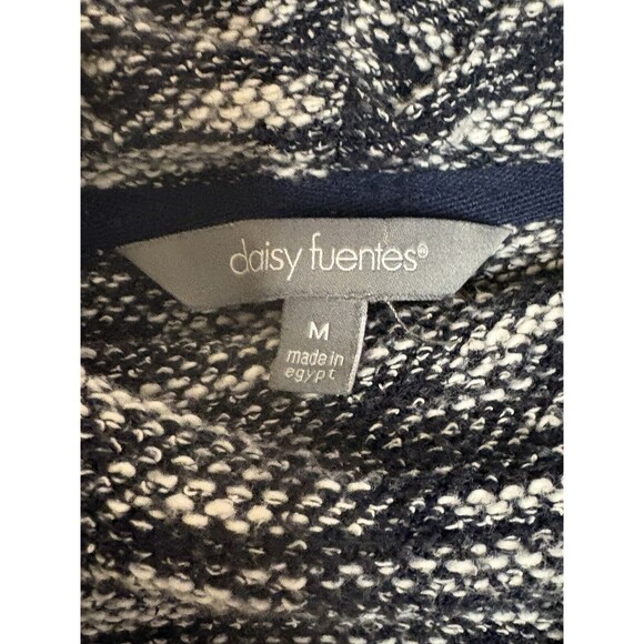 Daisy Fuentes Sweater Womens Medium Cowl Neck Blue White Long Sleeve Shirt - Picture 4 of 6